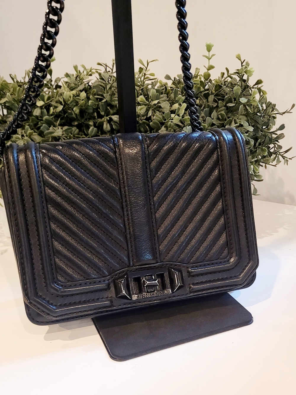 Rebecca Minkoff Love Black Quilted Chevron Leather Crossbody